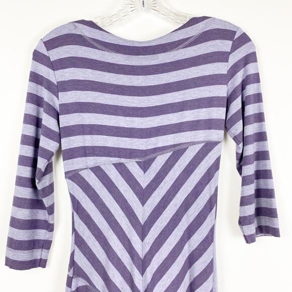 Athleta Striped Splendor Lotus Dress Purple Stripe Faux Wrap Womens Size XXS - Picture 9 of 11